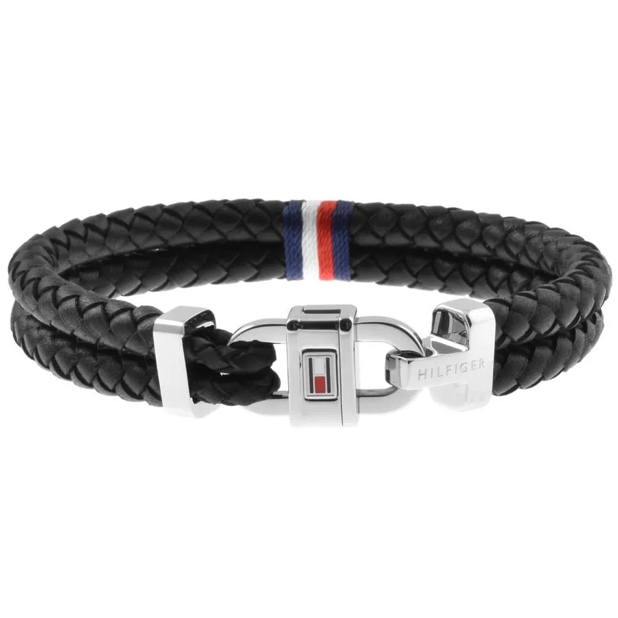 Tommy Hilfiger Braided Leather Bracelet Black