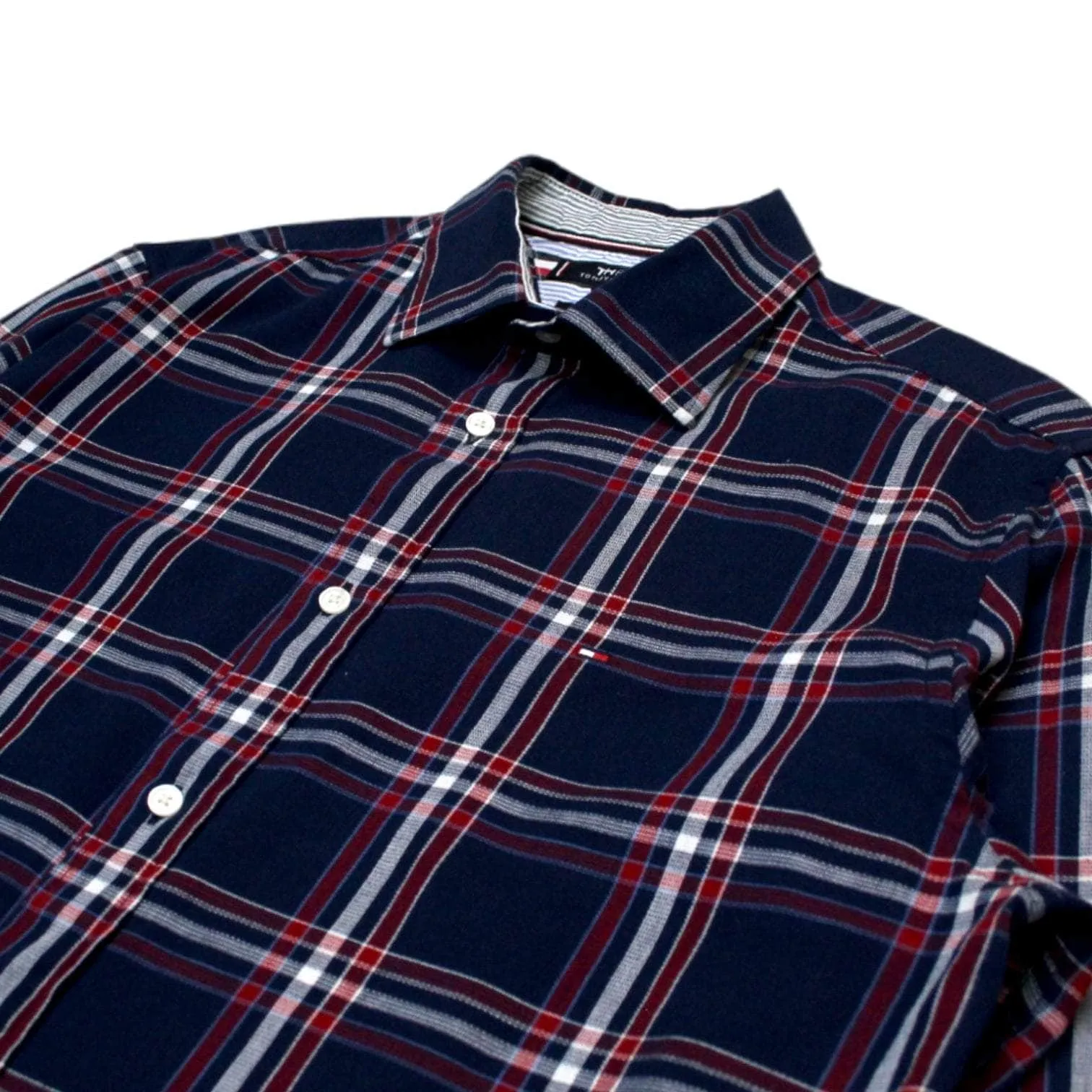 Tommy Hilfiger Navy Plaid Textured Shirt