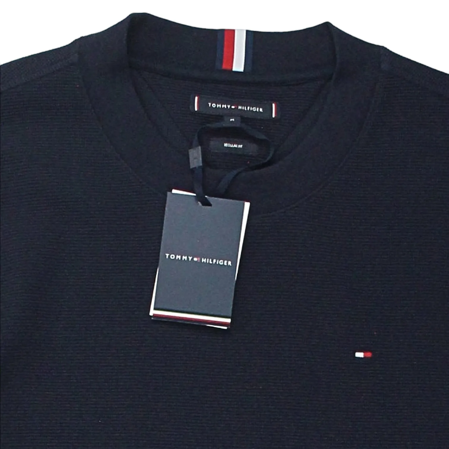 Tommy Hilfiger Navy Textured LS Tee