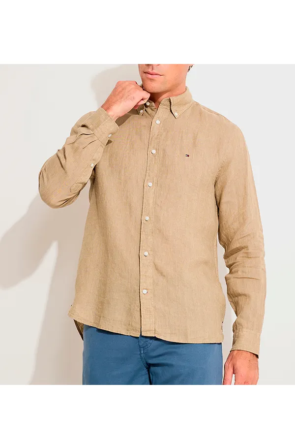 Tommy Hilfiger Regular Linen Shirt Sand