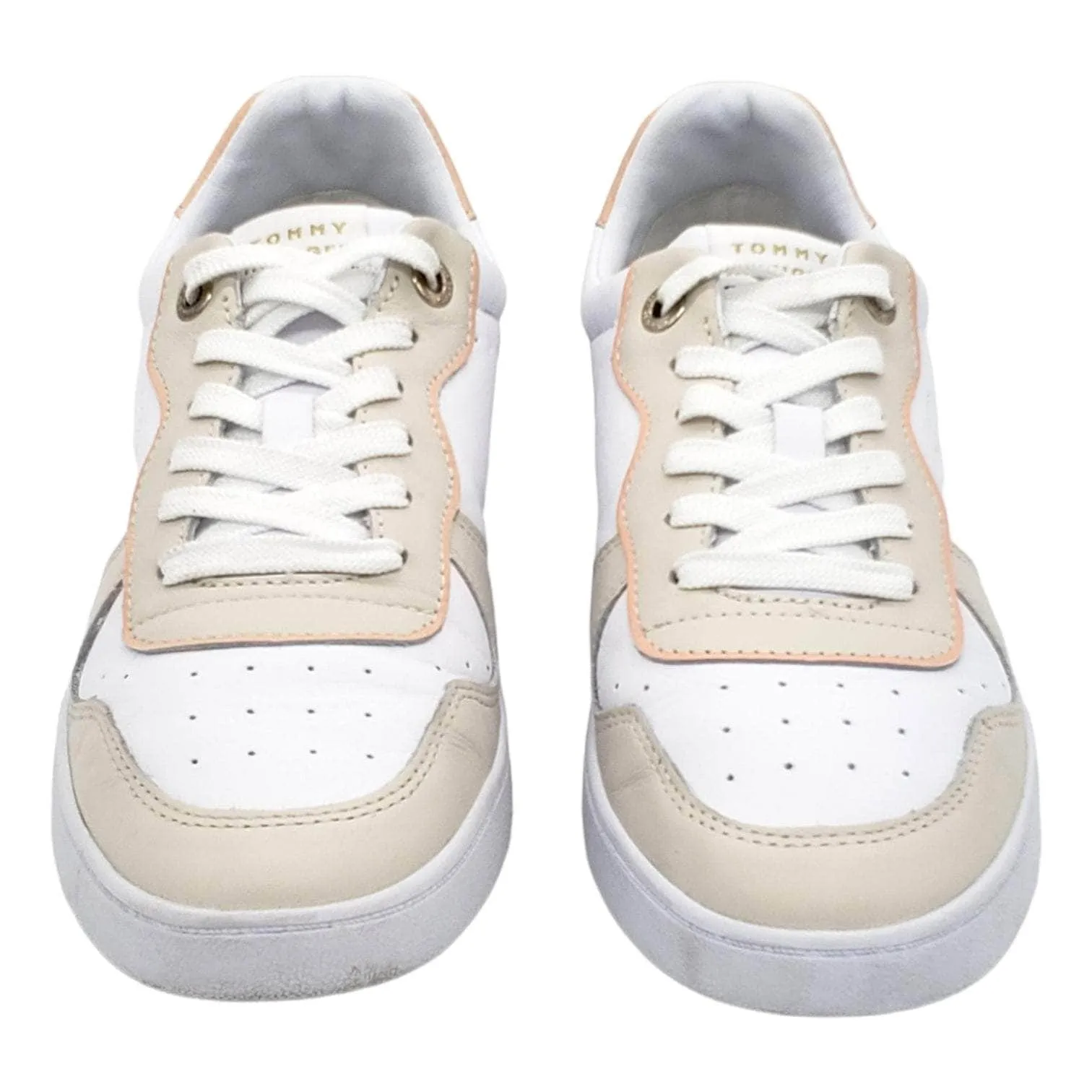 Tommy Hilfiger White & Pink Leather Trainers