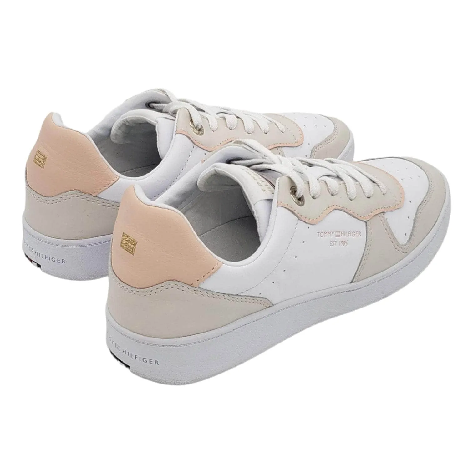 Tommy Hilfiger White & Pink Leather Trainers