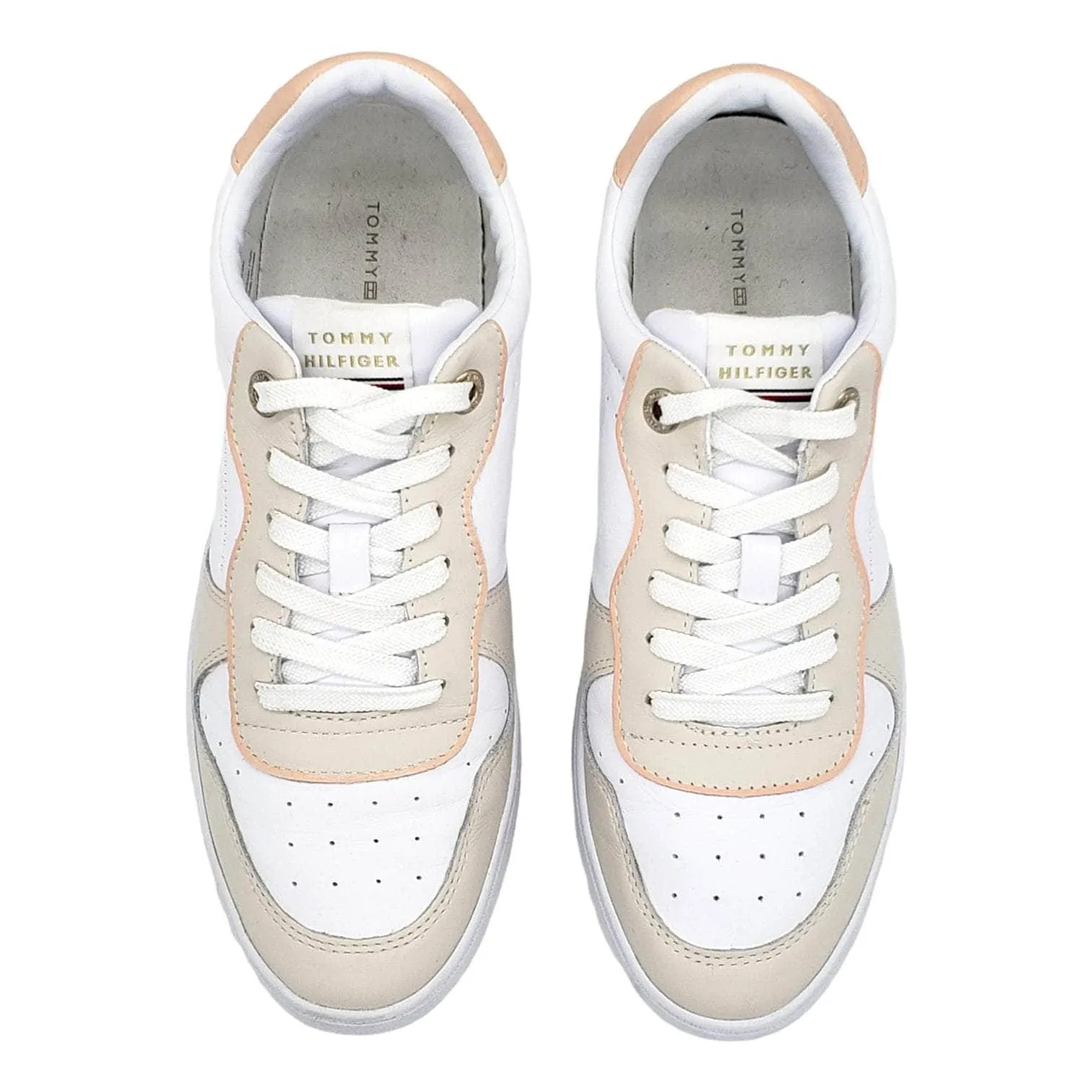 Tommy Hilfiger White & Pink Leather Trainers