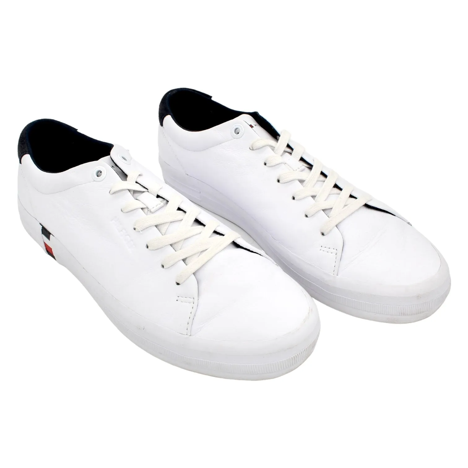 Tommy Hilfiger White Laced Leather Trainers