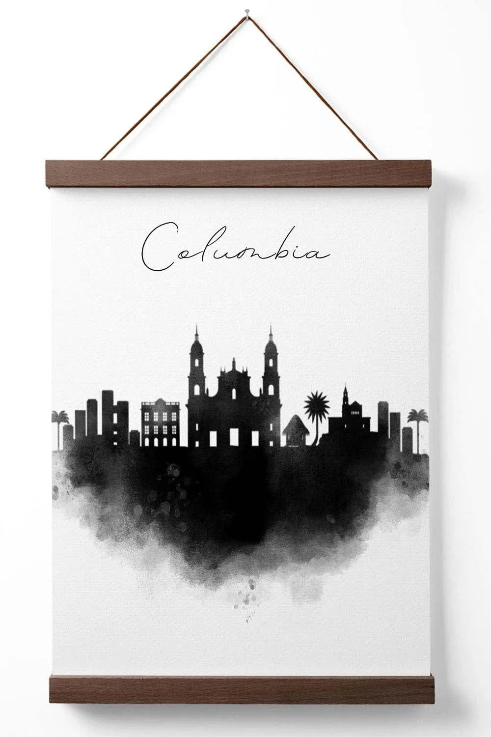 Wall Art & Pictures | Columbia Watercolour Skyline City Poster with Walnut Hanger | ARTZE