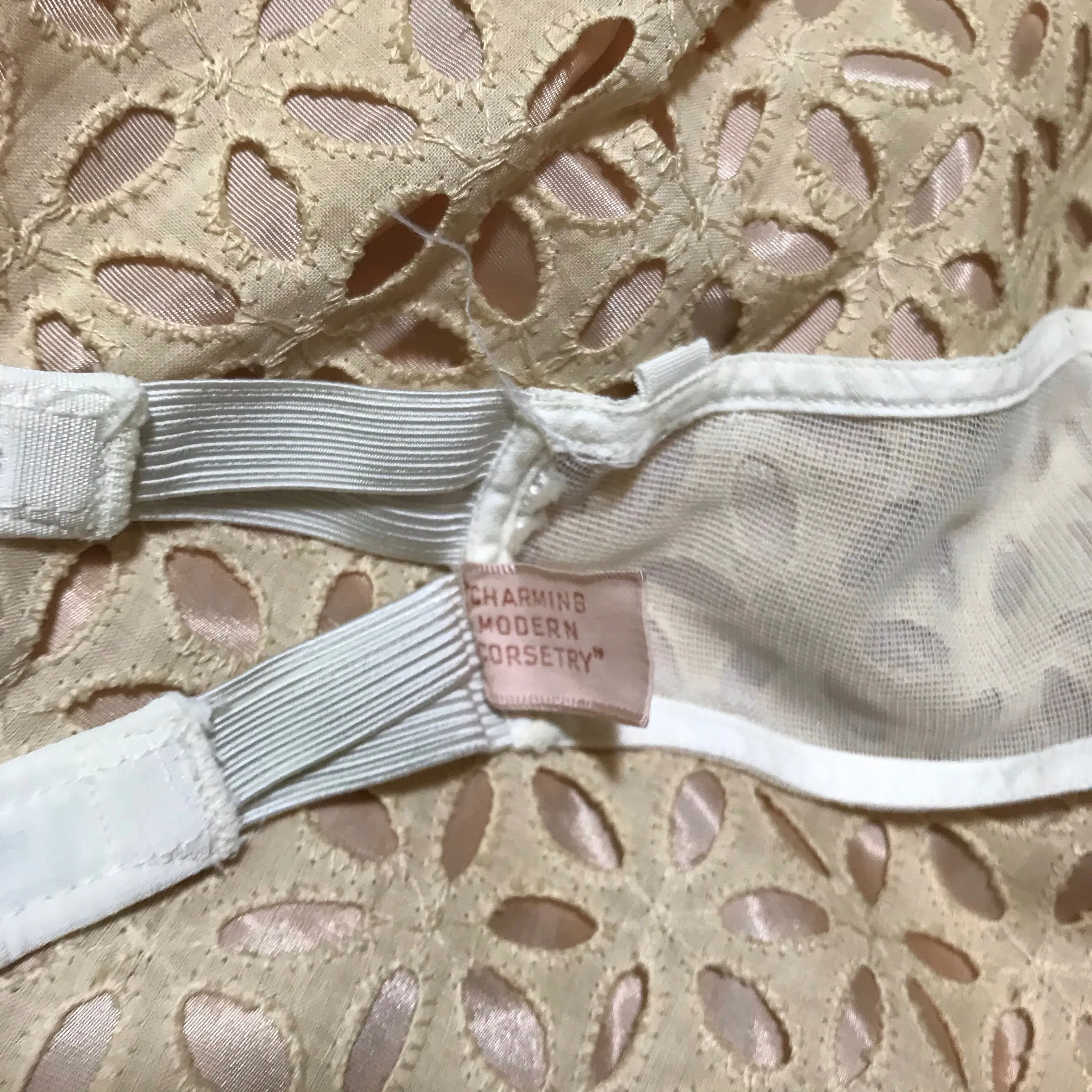 White Overbust Wire Circle Cup Bullet Bra circa 1950s