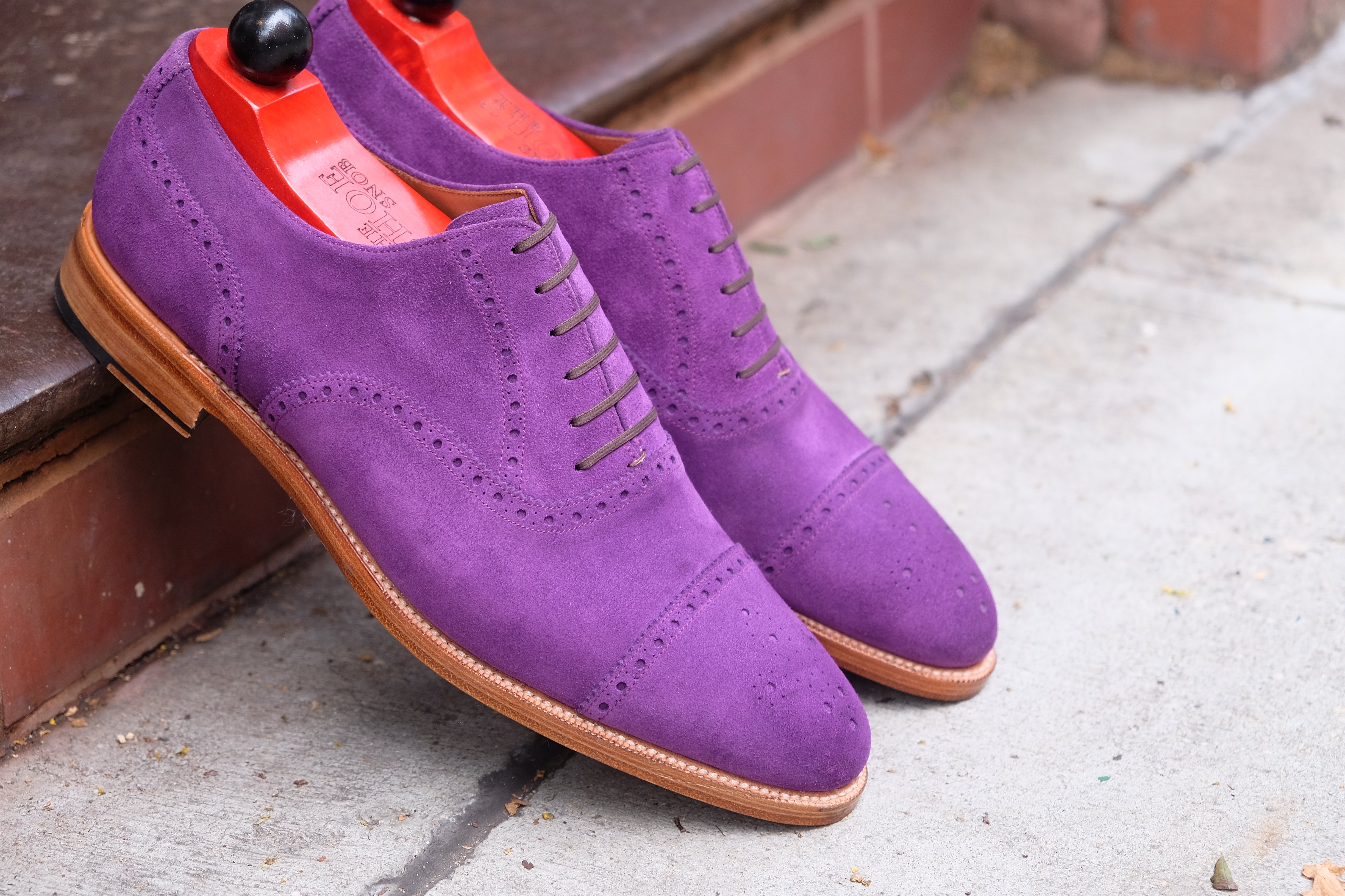 Windermere - MTO - Purple Suede / Natural Edge Trim - TMG Last - Double Leather Sole