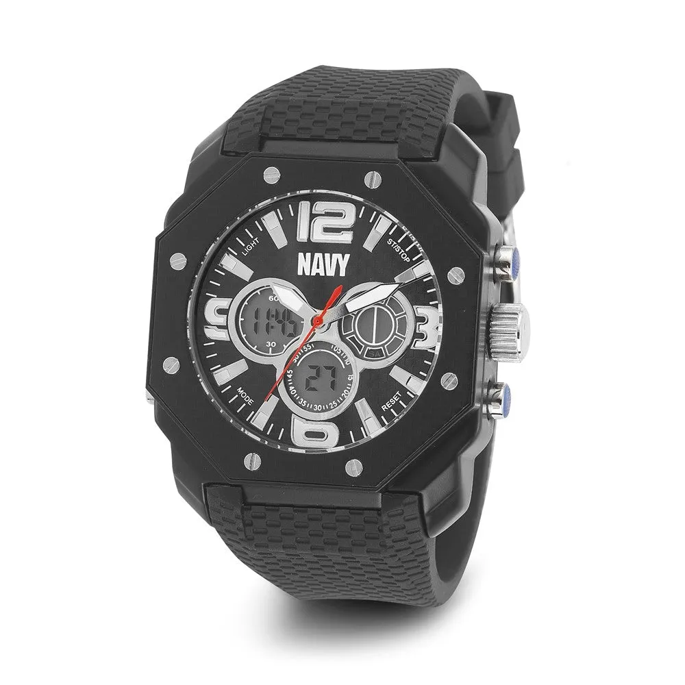 Wrist Armor Mens US Navy C28 Black Silicone Strap Ana-Digital Watch