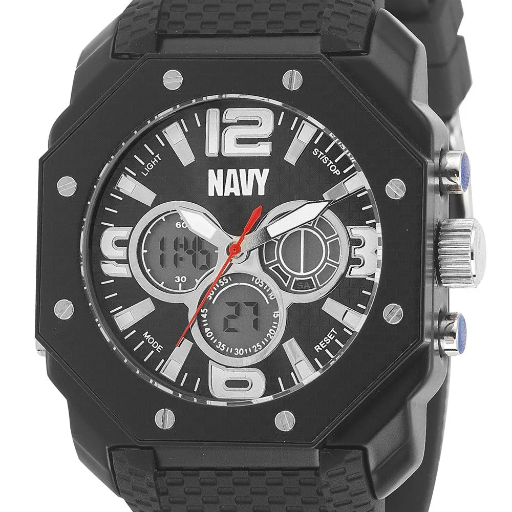 Wrist Armor Mens US Navy C28 Black Silicone Strap Ana-Digital Watch