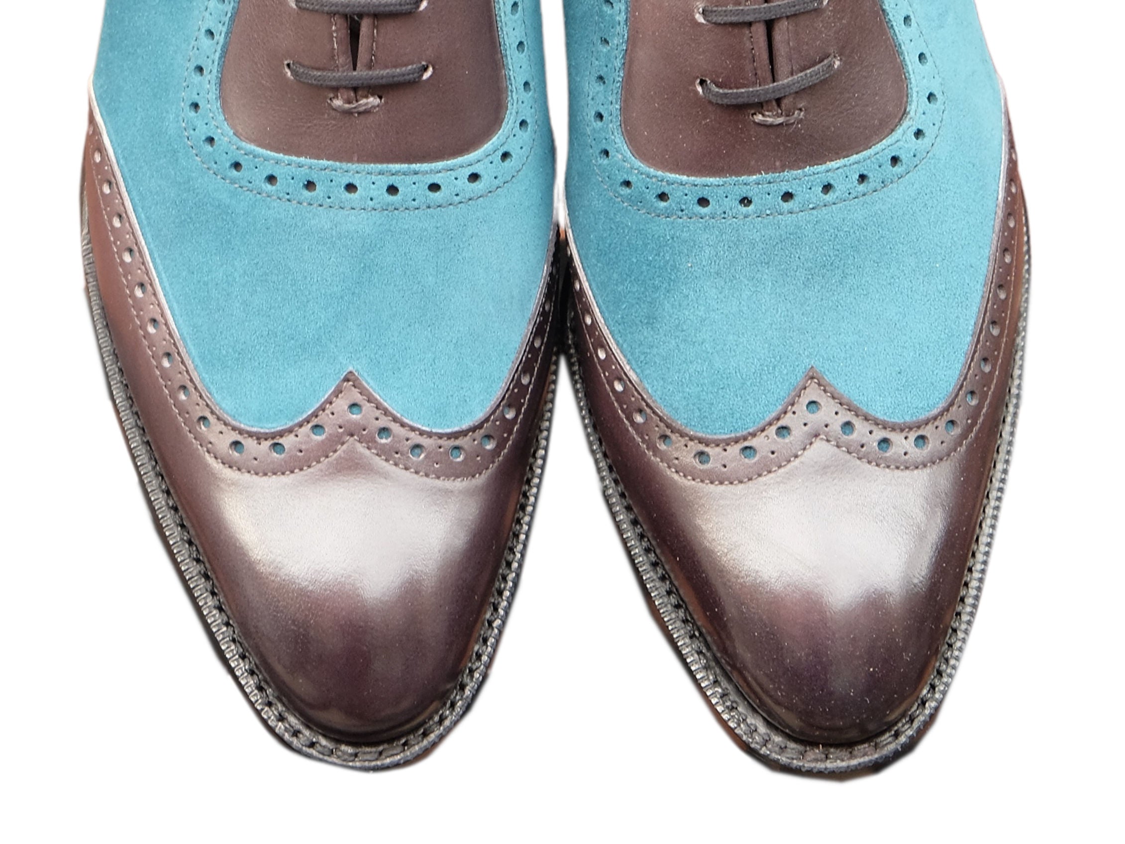 Yakima - MTO - Shaded Grey Calf / Teal Suede - SEA Last - Single Leather Sole