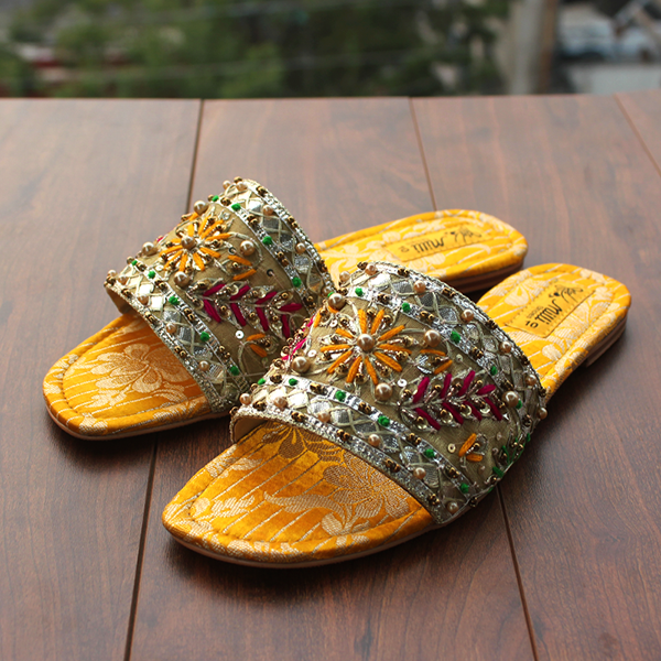 Yellow Fancy Slippers for women